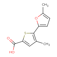 Chemical structure of 4-methyl-5-(5-methylfuran-2-yl)thiophene-2-carboxylic acid - CSSB00000023644