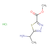 Chemical structure of methyl 5-(1-aminoethyl)-1,3,4-thiadiazole-2-carboxylate hydrochloride - CSSB02495365747