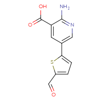 Chemical structure of 2-amino-5-(5-formylthiophen-2-yl)pyridine-3-carboxylic acid - CSSB00150708241