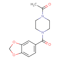 Chemical structure of 1-[4-(2H-1,3-benzodioxole-5-carbonyl)piperazin-1-yl]ethan-1-one - CSSB00027898395