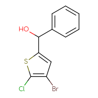Chemical structure of (4-bromo-5-chlorothiophen-2-yl)(phenyl)methanol - CSSB00013897855