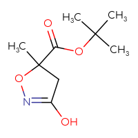 Chemical structure of tert-butyl 3-hydroxy-5-methyl-4,5-dihydro-1,2-oxazole-5-carboxylate - CSSB03549770912