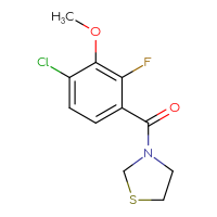 Chemical structure of 3-(4-chloro-2-fluoro-3-methoxybenzoyl)-1,3-thiazolidine - CSSB06464528036