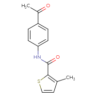 Chemical structure of N-(4-acetylphenyl)-3-methylthiophene-2-carboxamide - CSSB00000579752