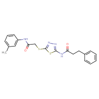 Chemical structure of N-[5-({[(3-methylphenyl)carbamoyl]methyl}sulfanyl)-1,3,4-thiadiazol-2-yl]-3-phenylpropanamide - CSSB00121654405