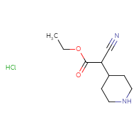 Chemical structure of ethyl 2-cyano-2-(piperidin-4-yl)acetate hydrochloride - CSSB00102838201
