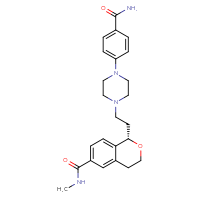 Chemical structure of (1S)-1-{2-[4-(4-carbamoylphenyl)piperazin-1-yl]ethyl}-N-methyl-3,4-dihydro-1H-2-benzopyran-6-carboxamide - CSSB00025765729