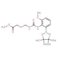 Chemical structure of methyl 2-[({[2-methoxy-6-(4,4,5,5-tetramethyl-1,3,2-dioxaborolan-2-yl)phenyl]carbamoyl}amino)methoxy]acetate - CSSB21332115037