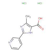 Chemical structure of 4-methyl-2-(pyridin-3-yl)-1H-imidazole-5-carboxylic acid dihydrochloride - CSSB00102887423