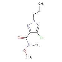 Chemical structure of 4-chloro-N-methoxy-N-methyl-1-propyl-1H-pyrazole-3-carboxamide - CSSB01045817776