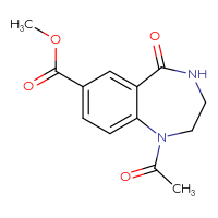 Chemical structure of methyl 1-acetyl-5-oxo-2,3,4,5-tetrahydro-1H-1,4-benzodiazepine-7-carboxylate - CSSB08188181802