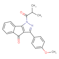 Chemical structure of 3-(4-methoxyphenyl)-1-(2-methylpropanoyl)-1H,4H-indeno[1,2-c]pyrazol-4-one - CSSB00025737404