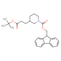 Chemical structure of (9H-fluoren-9-yl)methyl 3-[3-(tert-butoxy)-3-oxopropyl]piperidine-1-carboxylate - CSSB09892621542