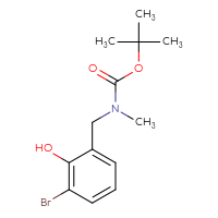 Chemical structure of tert-butyl N-[(3-bromo-2-hydroxyphenyl)methyl]-N-methylcarbamate - CSSB00000716605