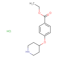 Chemical structure of ethyl 4-(piperidin-4-yloxy)benzoate hydrochloride - CSSB00025746263