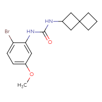 Chemical structure of 1-(2-bromo-5-methoxyphenyl)-3-{spiro[3.3]heptan-2-yl}urea - CSSB00079453941