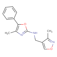 Chemical structure of 4-methyl-N-[(3-methyl-1,2-oxazol-4-yl)methyl]-5-phenyl-1,3-oxazol-2-amine - CSSB15175258350