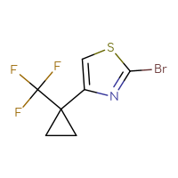 Chemical structure of 2-bromo-4-[1-(trifluoromethyl)cyclopropyl]-1,3-thiazole - CSSB06366808364