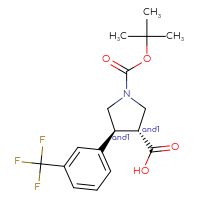 Chemical structure of rac-(3R,4S)-1-[(tert-butoxy)carbonyl]-4-[3-(trifluoromethyl)phenyl]pyrrolidine-3-carboxylic acid - CSSB00160505766