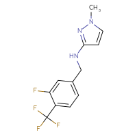 Chemical structure of N-{[3-fluoro-4-(trifluoromethyl)phenyl]methyl}-1-methyl-1H-pyrazol-3-amine - CSSB06571334476