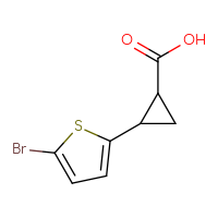 Chemical structure of 2-(5-bromothiophen-2-yl)cyclopropane-1-carboxylic acid - CSSB00011346453