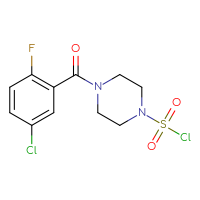 Chemical structure of 4-(5-chloro-2-fluorobenzoyl)piperazine-1-sulfonyl chloride - CSSB21224772162