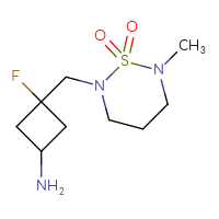 Chemical structure of 2-[(3-amino-1-fluorocyclobutyl)methyl]-6-methyl-1λ⁶,2,6-thiadiazinane-1,1-dione - CSMB02138204317