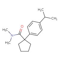 Chemical structure of N,N-dimethyl-1-[4-(propan-2-yl)phenyl]cyclopentane-1-carboxamide - CSSB02009594863