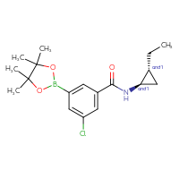 Chemical structure of rac-3-chloro-N-[(1R,2R)-2-ethylcyclopropyl]-5-(4,4,5,5-tetramethyl-1,3,2-dioxaborolan-2-yl)benzamide - CSSB02526685277