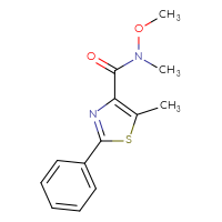 Chemical structure of N-methoxy-N,5-dimethyl-2-phenyl-1,3-thiazole-4-carboxamide - CSSB04229526592