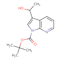 Chemical structure of tert-butyl 3-(1-hydroxyethyl)-1H-pyrrolo[2,3-b]pyridine-1-carboxylate - CSSB21230202024