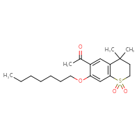 Chemical structure of 6-acetyl-7-(heptyloxy)-4,4-dimethyl-3,4-dihydro-2H-1λ⁶-benzothiopyran-1,1-dione - CSSB00025716044