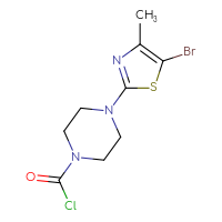 Chemical structure of 4-(5-bromo-4-methyl-1,3-thiazol-2-yl)piperazine-1-carbonyl chloride - CSSB14998404673
