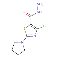 Chemical structure of 4-chloro-2-(pyrrolidin-1-yl)-1,3-thiazole-5-carbohydrazide - CSSB01992497944