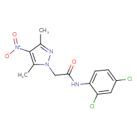 Chemical structure of N-(2,4-dichlorophenyl)-2-(3,5-dimethyl-4-nitro-1H-pyrazol-1-yl)acetamide - CSSB00025850583
