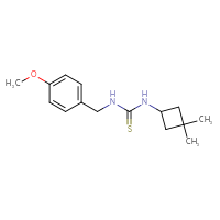 Chemical structure of 3-(3,3-dimethylcyclobutyl)-1-[(4-methoxyphenyl)methyl]thiourea - CSSB02016701332