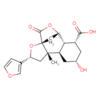 Chemical structure of (1S,3R,5S,6R,8R,10R,11S,12S)-3-(furan-3-yl)-8-hydroxy-5-methyl-14-oxo-2,13-dioxatetracyclo[10.2.1.0¹,⁵.0⁶,¹¹]pentadecane-10-carboxylic acid - CSSB00137410351