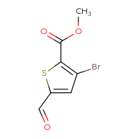 Chemical structure of methyl 3-bromo-5-formylthiophene-2-carboxylate - CSSB00116224349