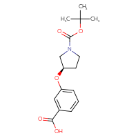 Chemical structure of 3-{[(3R)-1-[(tert-butoxy)carbonyl]pyrrolidin-3-yl]oxy}benzoic acid - CSSB00102564795