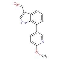 Chemical structure of 7-(6-methoxypyridin-3-yl)-1H-indole-3-carbaldehyde - CSSB06589675859
