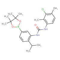 Chemical structure of 1-(3-chloro-2,4-dimethylphenyl)-3-[2-(propan-2-yl)-5-(4,4,5,5-tetramethyl-1,3,2-dioxaborolan-2-yl)phenyl]urea - CSSB21332044880