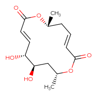 Chemical structure of (3E,6R,9E,11R,12R,14R)-11,12-dihydroxy-6,14-dimethyl-1,7-dioxacyclotetradeca-3,9-diene-2,8-dione - CSSB00159243040