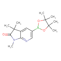 Chemical structure of 1,3,3-trimethyl-5-(4,4,5,5-tetramethyl-1,3,2-dioxaborolan-2-yl)-1H,2H,3H-pyrrolo[2,3-b]pyridin-2-one - CSSB00011010273
