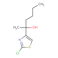 Chemical structure of 2-(2-chloro-1,3-thiazol-4-yl)hexan-2-ol - CSSB20844302447