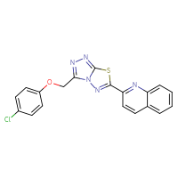 Chemical structure of 2-{3-[(4-chlorophenoxy)methyl]-[1,2,4]triazolo[3,4-b][1,3,4]thiadiazol-6-yl}quinoline - CSSB00121603930