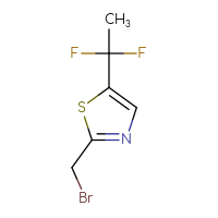 Chemical structure of 2-(bromomethyl)-5-(1,1-difluoroethyl)-1,3-thiazole - CSSB02516625112