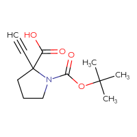 Chemical structure of 1-[(tert-butoxy)carbonyl]-2-ethynylpyrrolidine-2-carboxylic acid - CSSB06257803888