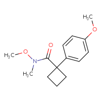 Chemical structure of N-methoxy-1-(4-methoxyphenyl)-N-methylcyclobutane-1-carboxamide - CSSB02001312369