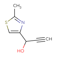 Chemical structure of 1-(2-methyl-1,3-thiazol-4-yl)prop-2-yn-1-ol - CSSB00013447674