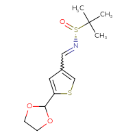 Chemical structure of (R)-N-{[5-(1,3-dioxolan-2-yl)thiophen-3-yl]methylidene}-2-methylpropane-2-sulfinamide - CSSB21331809658